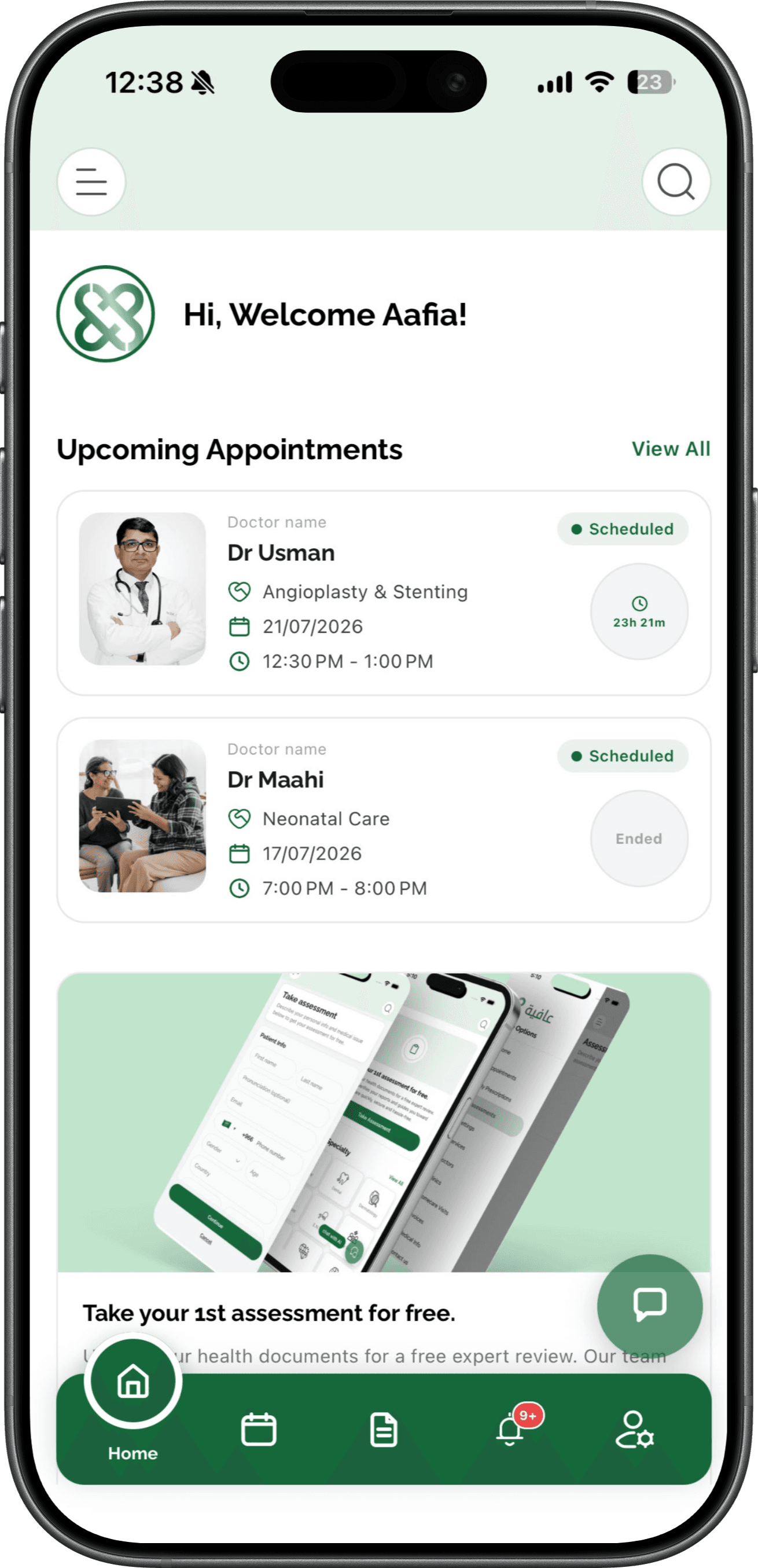 Aafia mobile dashboard